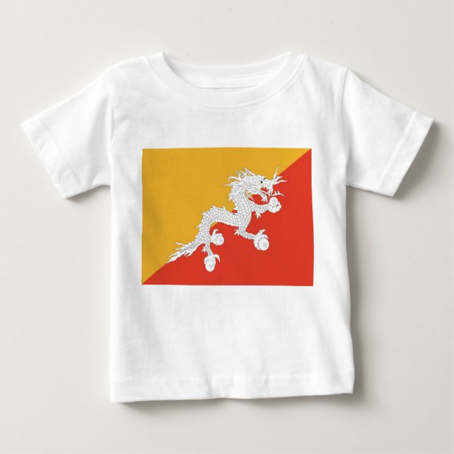 Baby T-Shirt com Bandeira do Butão (Frente)