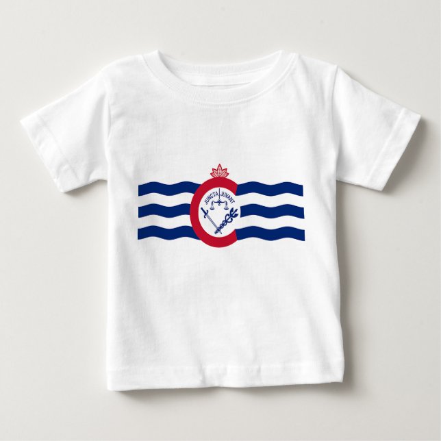 Baby T-Shirt with Flag of Cincinnati City, EUA (Frente)