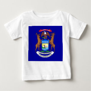 Baby T-Shirt with Flag of Michigan, EUA