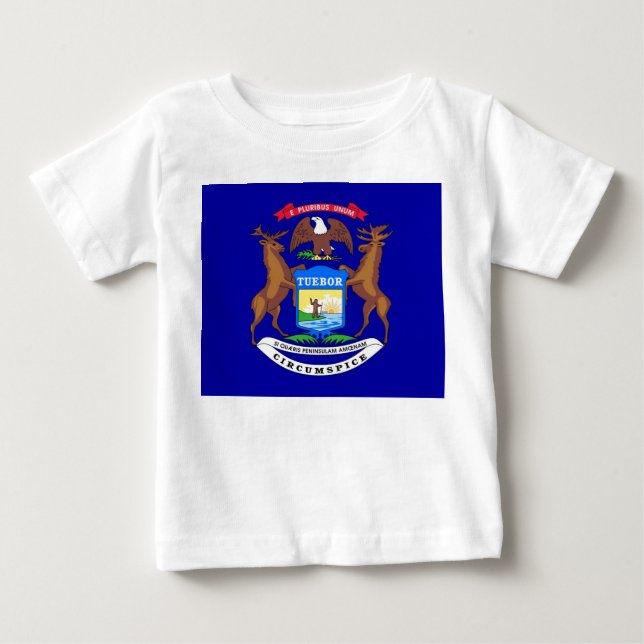 Baby T-Shirt with Flag of Michigan, EUA (Frente)