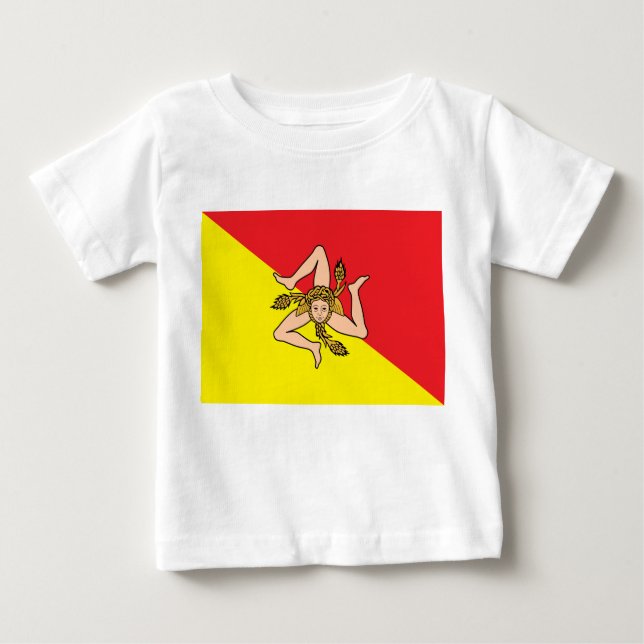 Baby T-Shirt with Flag of Sicily, Itália (Frente)
