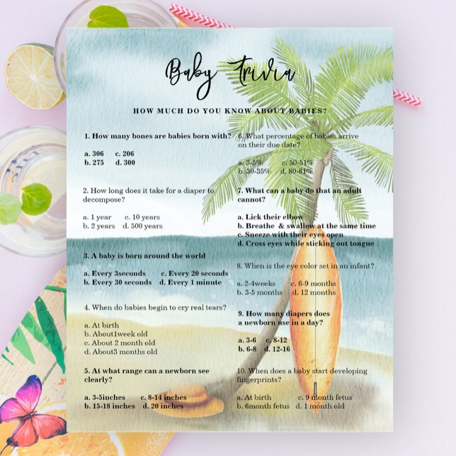 Baby Trivia - Jogo de Chá de fraldas de praia Surf (Criador carregado)