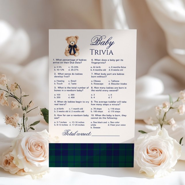 Baby Trivia Preppy Teddy Bear Navy Plaid game (Criador carregado)