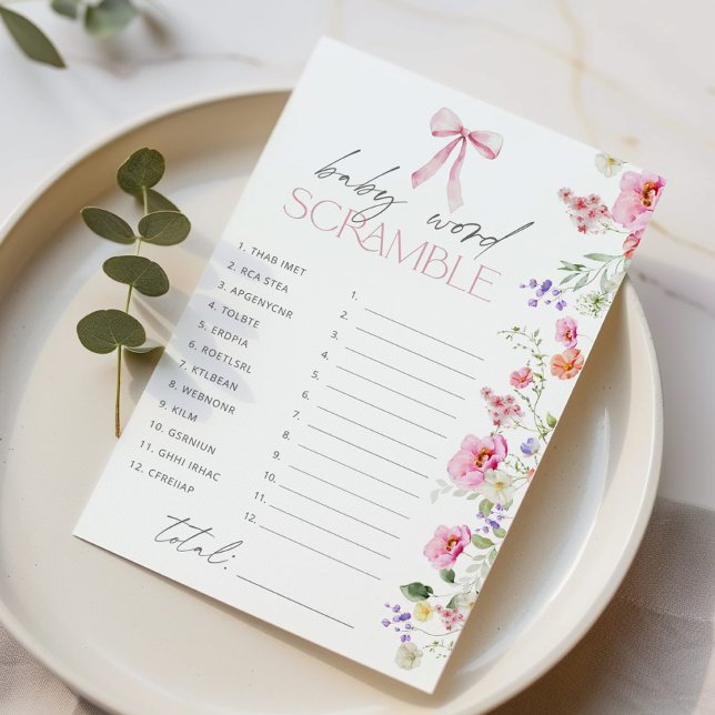 Baby word Scramble Arco jogo Floral chá de fraldas (Criador carregado)