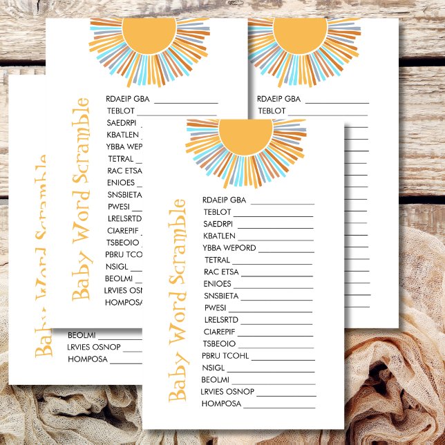 Baby Word Scramble Retro Boho Sun Game (Criador carregado)
