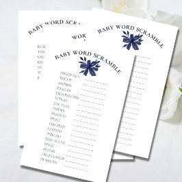 Baby Word Scramble Watercolor Marinho Blue Floral