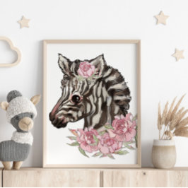 Baby Zebra Rosa Poster | Impressão de parede