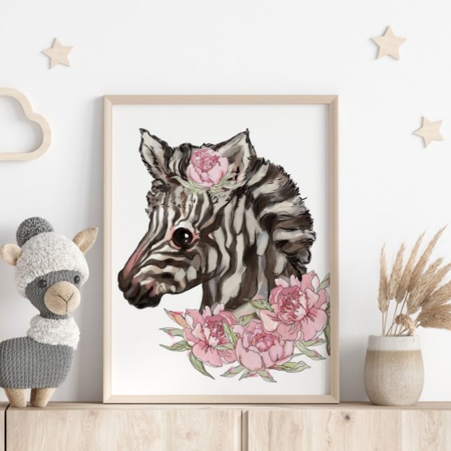 Baby Zebra Rosa Poster | Impressão de parede (Criador carregado)