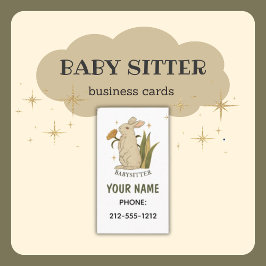 Babysitter Cute Floral Bunny Cartões de visitas
