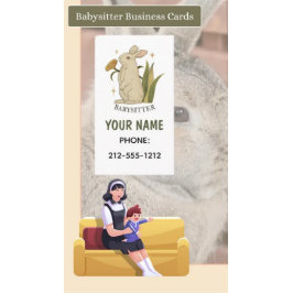Babysitter Cute Floral Bunny Cartões de visitas