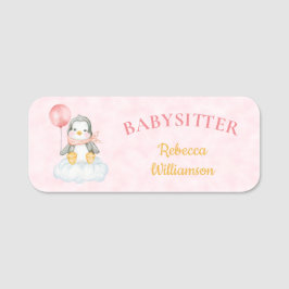 Babysitter Cute Penguin Business Nome de etiqueta