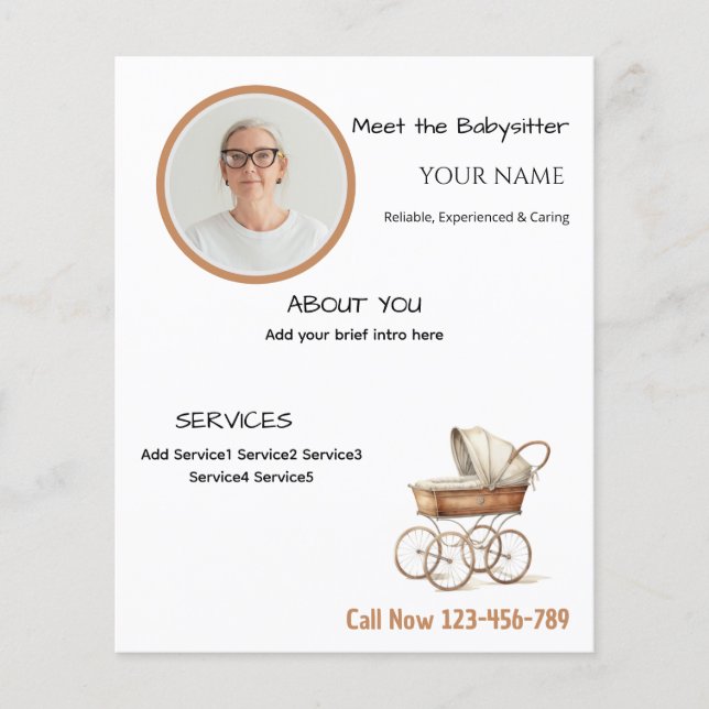 Babysitter Editable Business Flyer Com Foto (Frente)