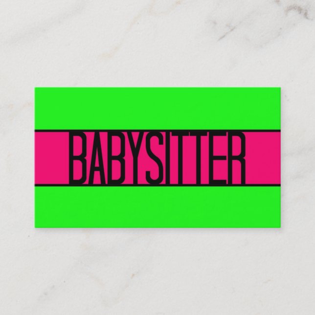 Babysitter Neon Green e Hot Pink Cartão de visita (Frente)