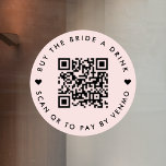 Bachelorette Comprar A Noiva Bebe | Código QR rosa<br><div class="desc">Um simples e personalizado decalque de cling de janela de vinil, cor-de-rosa "Comprar a Noiva a Bebida", Festa de solteira QR, em estilo moderno minimalista, com um detalhe cardíaco fofo. O modelo pode ser atualizado facilmente com seu código QR e texto personalizado, por exemplo, digitalize QR para pagar pela Venmo....</div>