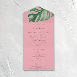 Bachelorette de Monstera Tropical Verde e Rosa