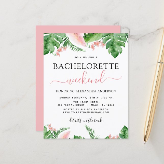 Bachelorette de Orçamento Fim de Semana Itinerário (Frente/Verso In Situ)