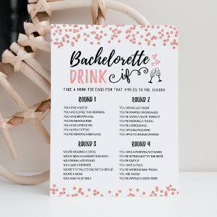 Bachelorette DRINK SE Cartão de Jogo de Festa Hen