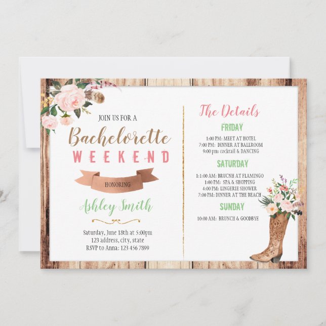 Bachelorette Ocidental com convite da Itália (Frente)