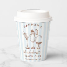 Bachelorette Retro Modern Blue & Brown Strips