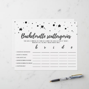 Bachelorette Scattergories editáveis Jogo de noiv