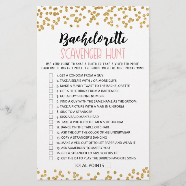 Bachelorette Scavenger Hunt Hen Party (Frente)
