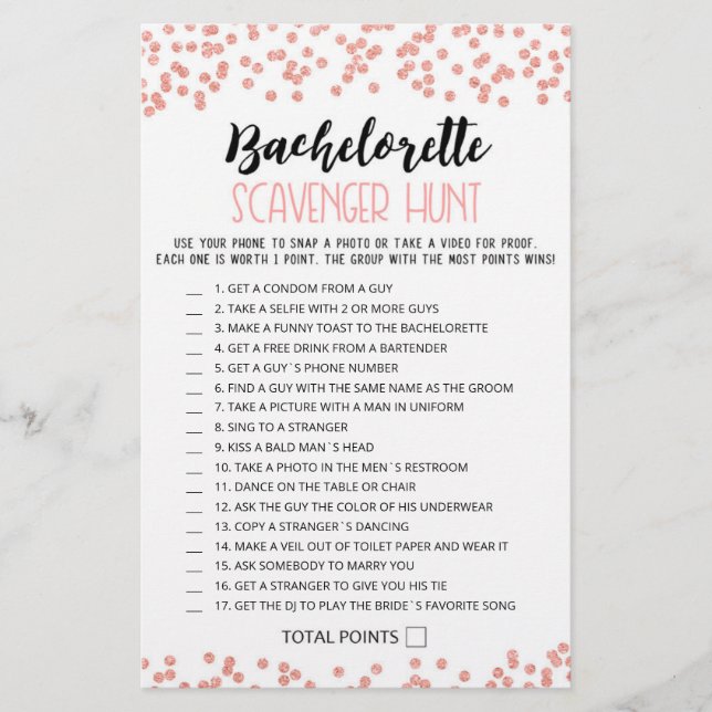Bachelorette Scavenger Hunt Personalizado (Frente)
