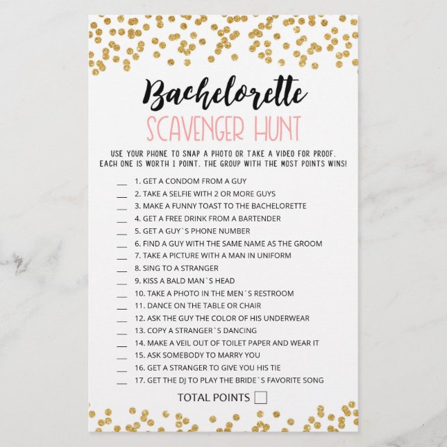 Bachelorette Scavenger Hunt Personalizado (Frente)