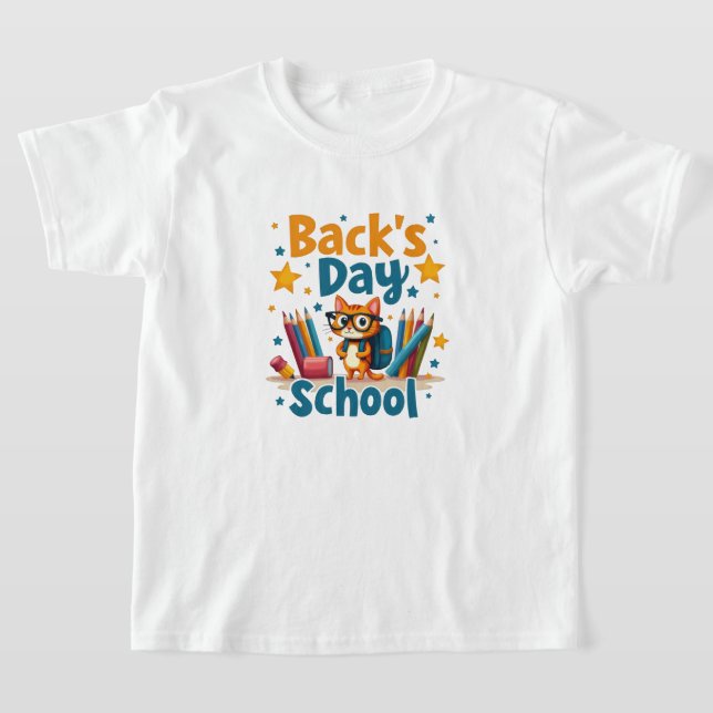 Back to School Cute Cat T-Shirt (Postura )