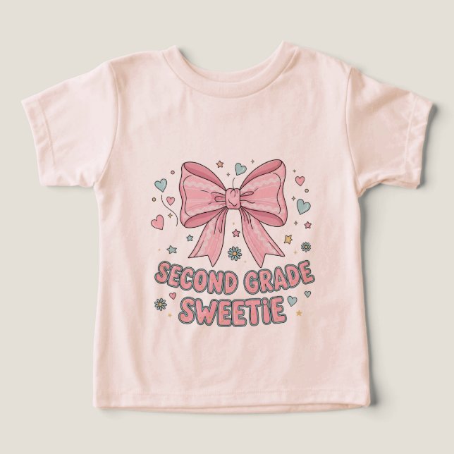 Back to School Kids T-shirt with Pink Bow  (Design frontal)