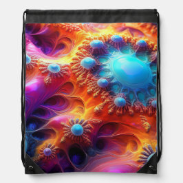 Backpacks Blue Gold & Purple Psychedelic Fractal