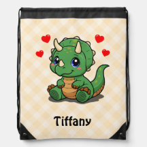 Bolsa de Cordão do Dinossauro Fofa – Adicionar Nom