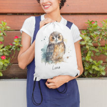 Coruja de Aquarela Cuta, personalizada