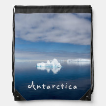 Foto de gelo flutuante na Antártica com texto