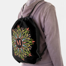 Monograma de multicores elegante Mandala florescen