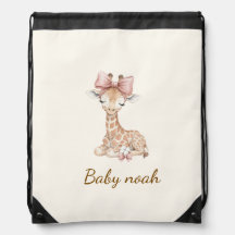 Personalized Cute Giraffe Drawstring Backpack - Cu