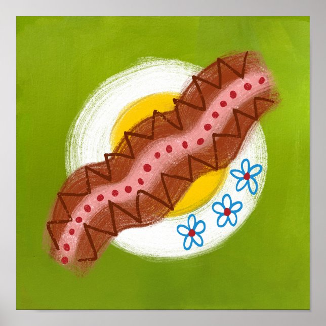 Bacon E Ovos Arte De Poster De Parede Do Café Da M (Frente)