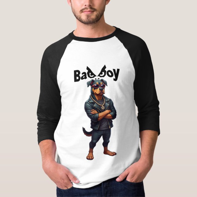 "Bad Boy Vibes Raglan T-Shirt - Negrito e Sem Fécu (Frente)
