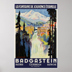 Badgastein, Áustria, poster do esqui do viagem