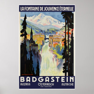 Badgastein, Áustria, Viagem Ski Poster