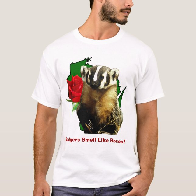 Badgers Cheira A T-Shirt Rosa (Frente)