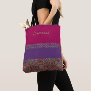 Bag de Tote de Padrão Vibrante do Estilo Boho