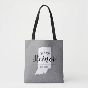Bag de Tote do Estado do Monograma da Família Indi