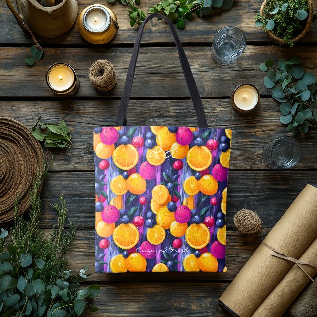 Bag de Tote e Frutas Vibrantes do Citrus Delight (Criador carregado)
