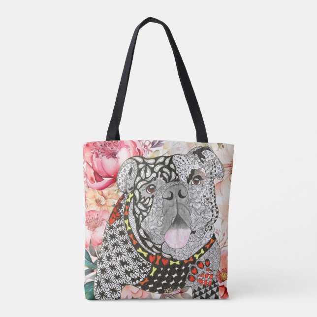 Bag de Tote para Bulldog Inglês, bonito e colorido (Verso)