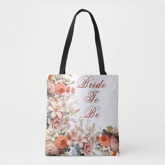 Bag de Tote Personalizada Elegante do Buquê Floral (Frente)