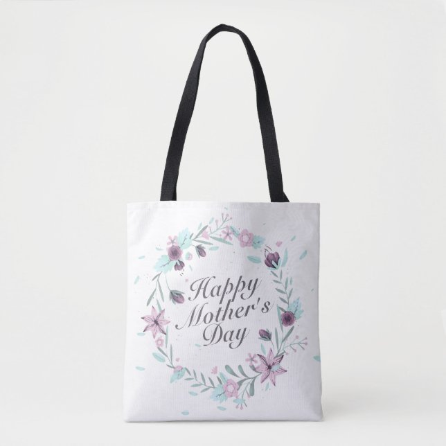 Bag Floral Wreath Tote do Dia de as mães Elegante  (Frente)