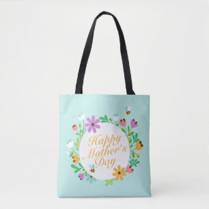 Bag Floral Wreath Tote do Dia de as mães Elegante 