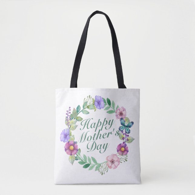 Bag Floral Wreath Tote do Dia de as mães Elegante  (Frente)