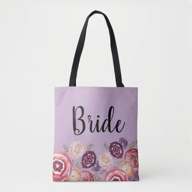 Bag Tote Cor-de-Rosa Padrão de Flor Brilhante (Frente)