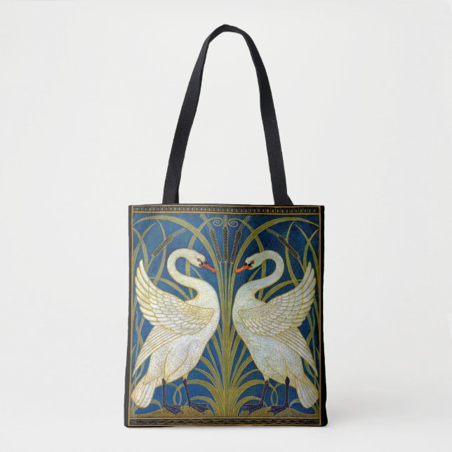 Bag Tote Deco de Arte de Dois Swans (Frente)